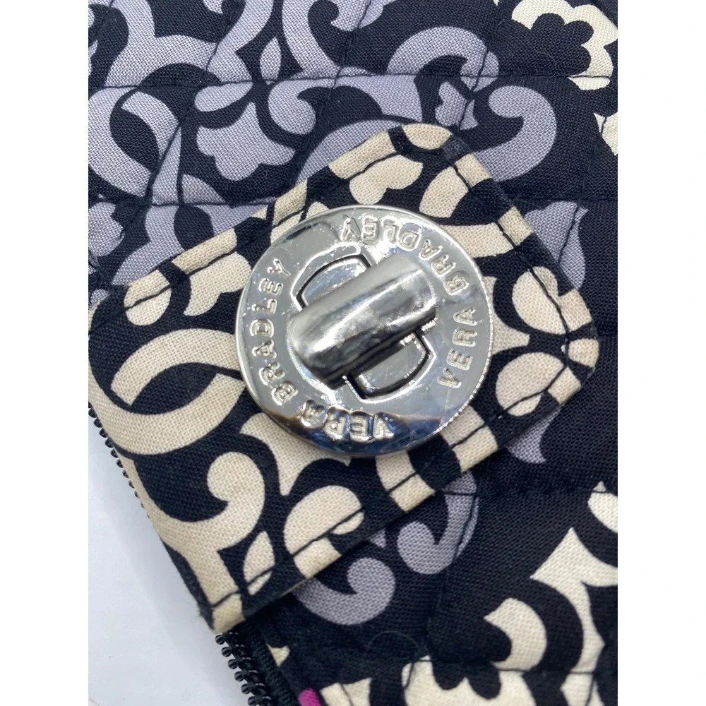 Vera Bradley Wallet Black Pink Grey Floral Zip Around Clutch‎ Purse - Picture 6 of 13